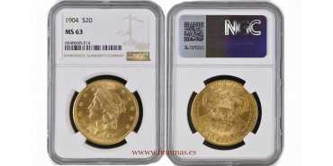 USA K-074.3.- 20 DOLLAR 1904 Liberty Head. GOLD NGC- MS 63