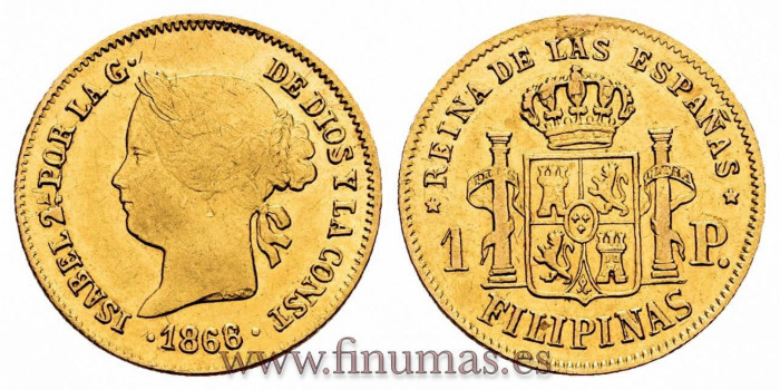 Cy16351.- ISABEL II 1 PESO 1868/66 MANILA 