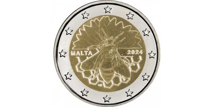 2 EUROS CONMEMORATIVOS MALTA 2024  ABEJA + CIUDAD AMURALLADA"