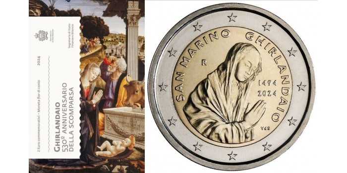 2 EUROS CONMEMORATIVOS SAN MARINO 2024 " 530º ANIVERSARIO DE GHIRLANDAIO"