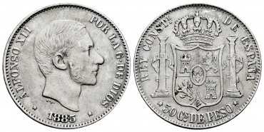 Cy16637E- ALFONSO XII 50 Ctm. Weight 1885 on 83 Manila - MBC