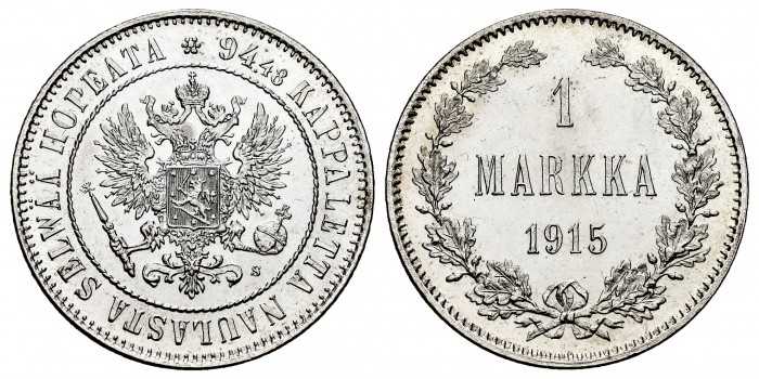 FINLANDIA - K-003 - 1 MARKKA 1915 SC.  B.O.- PLATA