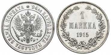 FINLAND - K-003 - 1 MARKKA 1915 SC.  B.O.- SILVER