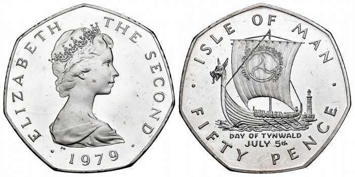 ISLA DE MAN - K-039a - 50 pence 1979. PROOF - PLATA