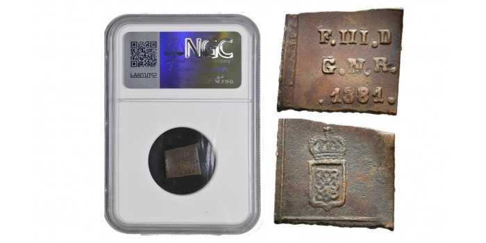 Cy13894.-FERNANDO VII -1/2 Maravedi VARIANTE 1381 Pamplona - NGC AU