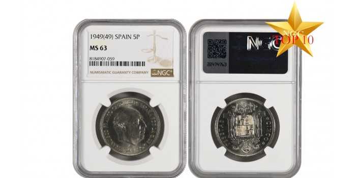 Cy16887MS63.- 5 Pts 1949/49 SC+. NGC MS63