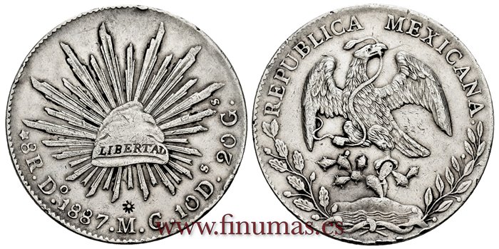 MEXICO - K-377-4 - 8 Reales 1887 Durango M.C. - MBC