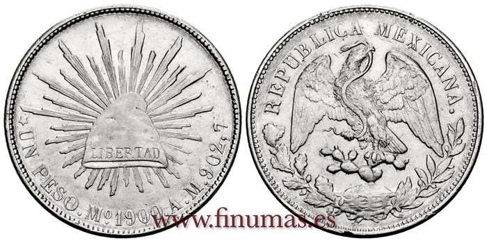 MEXICO - K-409-2 - 8 Reales 1900 Mexico A.M. - EBC+ R.B.O