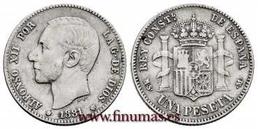 Cy16567d.- ALFONSO XII 1 Peseta 1881 (18-81) M.S.M. - MBC-
