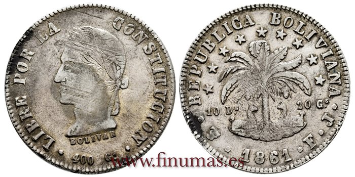  BOLIVIA - K-138-6 - 8 Soles 1861 PTS. FJ - MBC+ 10º separado
