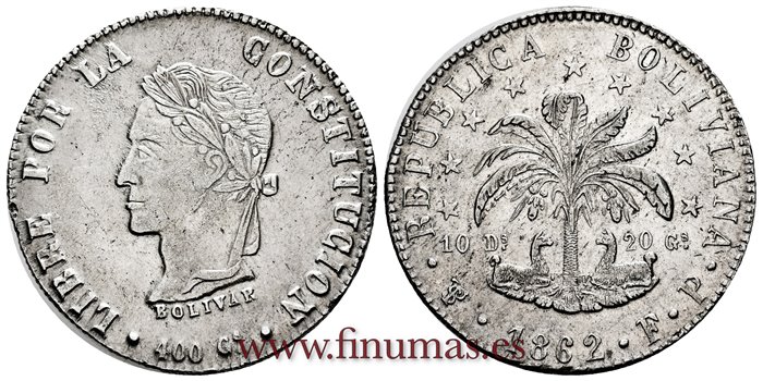  BOLIVIA - K-138-6 - 8 Soles 1862 PTS. FD - EBC+. R.B.O