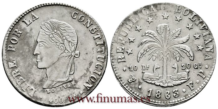  BOLIVIA - K-138-6 - 8 Soles 1863 Pts. FP - EBC