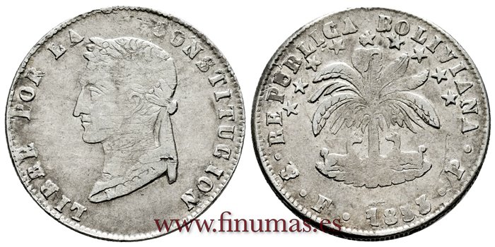  BOLIVIA - K-123-1 - 4 Soles 1853 Pts. FP - MBC