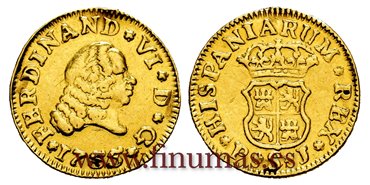 Cy9937.-FERNANDO VI - 1/2 Escudo 1755 Sevilla PJ - MBC. Marca canto