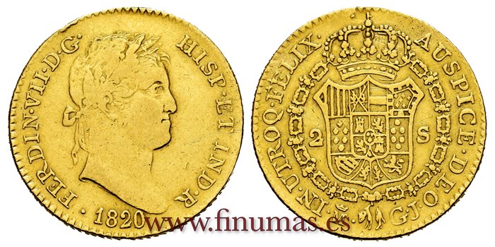 Cy15391.-FERNANDO VII -2 Escudos 1820 Madrid GJ - MBC