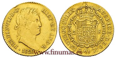 Cy15391.-FERNANDO VII -2 Escudos 1820 Madrid GJ - MBC