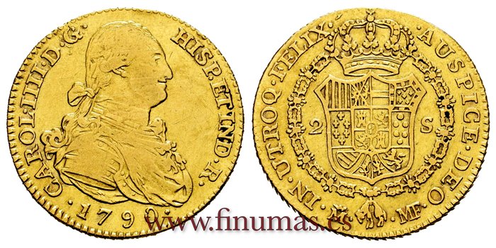 Cy13326.-CARLOS IV - 2 Escudos 1790 Madrid M.F -MBC