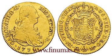 Cy13326.-CARLOS IV - 2 Escudos 1790 Madrid M.F -MBC