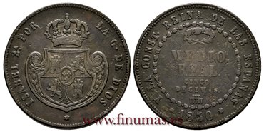 Cy15866.-ISABEL II - 1/2 Real 1850 Segovia - BC+