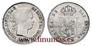 Cy15928.-ISABEL II - 1 Real 1857 Barcelona. Variante  - MBC+ s