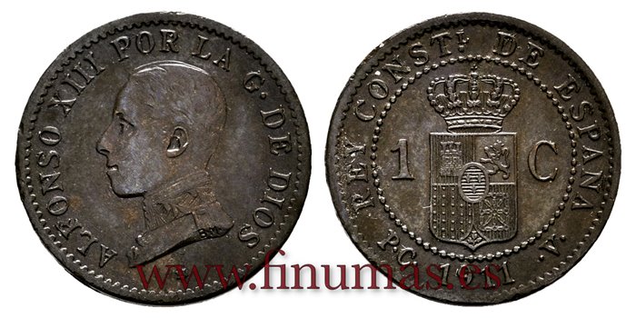 Cy16647K.- ALFONSO XII 1 Centimo 1911 PCV- EBC+