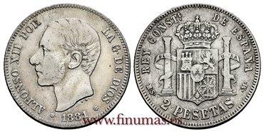 Cy16575C.- ALFONSO XII 2 Pesetas 1881 MSM (18,81) -  BC