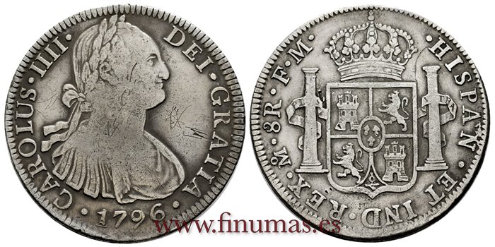 Cy13066.-CARLOS IV - 8 Reales 1796 Mexico F.M.- MBC-
