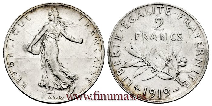 FRANCIA - K-845 - 2 Francos 1919 - EBC