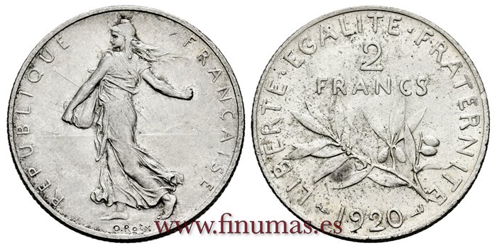 FRANCIA - K-845 - 2 Francos 1920 - EBC