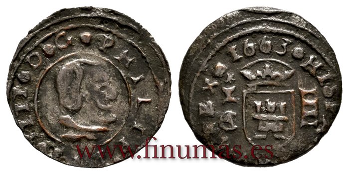 Cy04973e.-FELIPE IV - 4 Maravedis 1663 Cuenca C.A.-MBC 