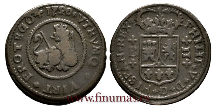 Cy07536.-FELIPE V - 2 Maravedis 1720  Burgos B.-MBC 