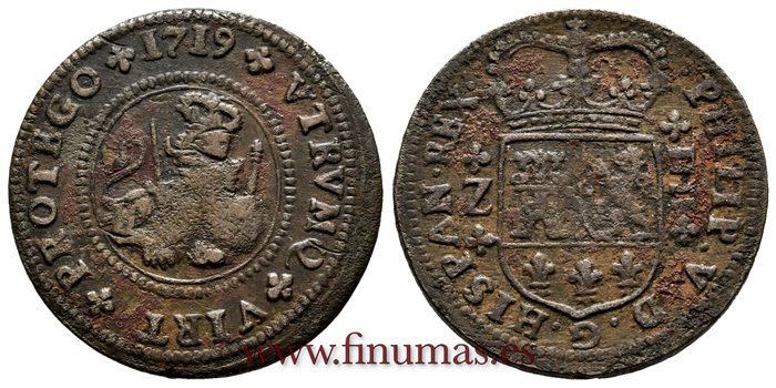 Cy07559.-FELIPE V - 4 Maravedis 1719  Zaragoza.-BC 