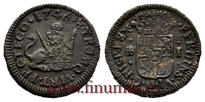 Cy09444.- FERNANDO VI - 1 Maravedís 1746 Segovia.-MBC