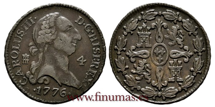 Cy10247.-CARLOS III - 4 Maravedis 1776 Segovia.-EBC-