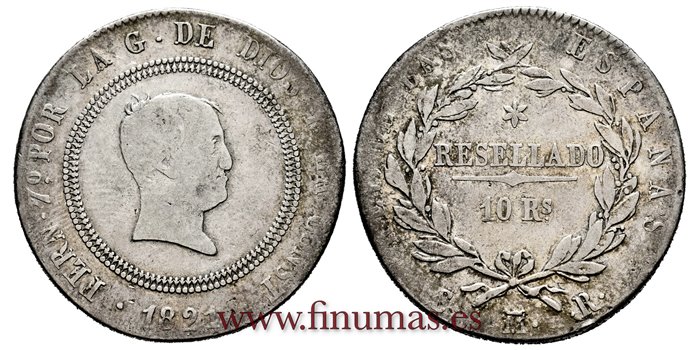 Cy14889.- FERNANDO VII - 10 Reales 1821 Madrid S.R..- RC