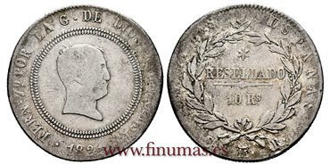 Cy14889.- FERNANDO VII - 10 Reales 1821 Madrid S.R..- RC