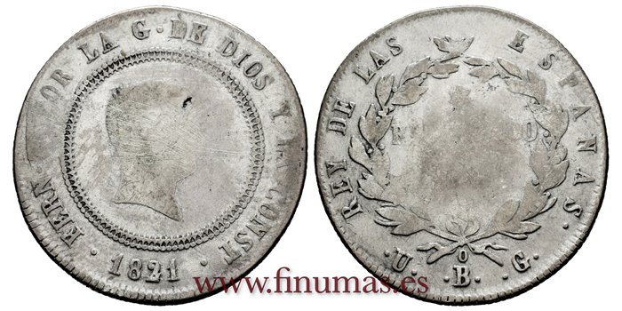 Cy14886.- FERNANDO VII - 10 Reales 1821 Bilbao U.G..- MC