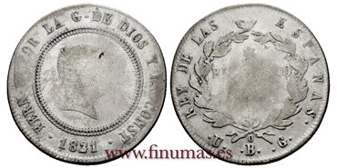 Cy14886.- FERNANDO VII - 10 Reales 1821 Bilbao U.G..- MC