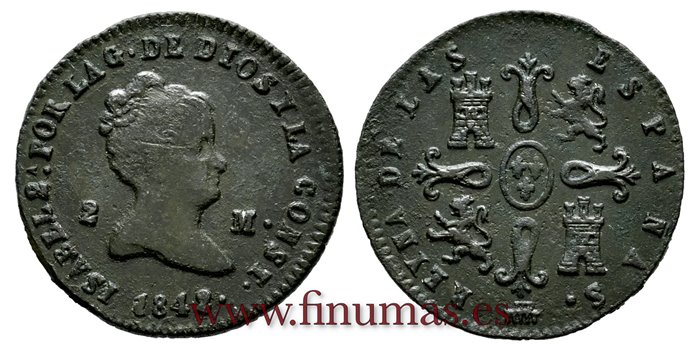 Cy15670.- ISABEL II - 2 Maravedis  1842 Segovia - MBC