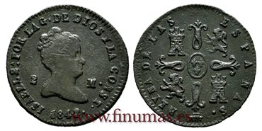Cy15670.- ISABEL II - 2 Maravedis  1842 Segovia - MBC