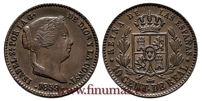 Cy15697.-  ISABEL II - 10 Centimo de real 1859 Segovia - EBC