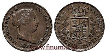 Cy15697.-  ISABEL II - 10 Centimo de real 1859 Segovia - EBC