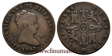 Cy15734.- ISABEL II -  4 Maravedis 1842 Segovia - BC