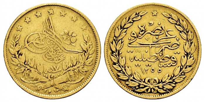 TURKIA K-679.-  100 KURUSH TURKIA 1255H (1839)  DE ORO