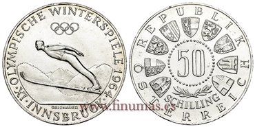 AUSTRIA - K-2896 - 50 SHILLING 1964 ESQUI - SC
