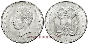 ECUADOR - K-079 - 5 Sucres 1943 - EBC