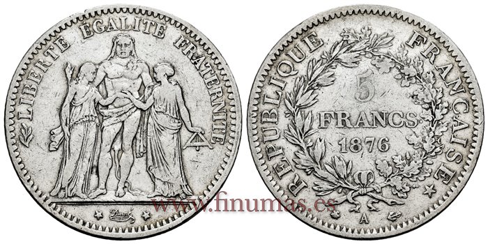 FRANCIA - K-0820 - 5 Francos 1870A - MBC