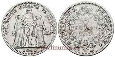 FRANCIA - K-0820 - 5 Francos 1875K - MBC