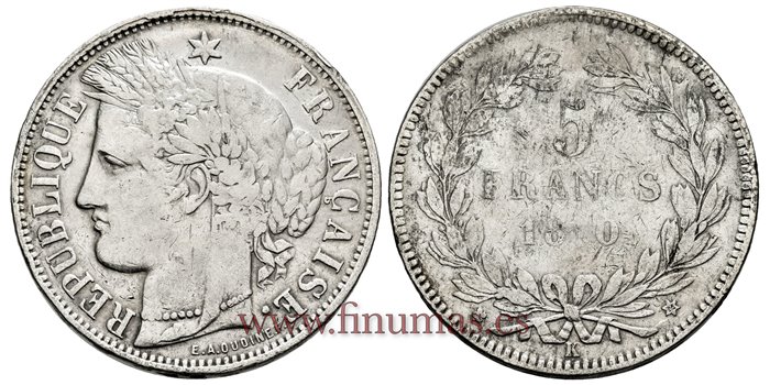 FRANCIA - K-0818 - 5 Francos 1870K - BC