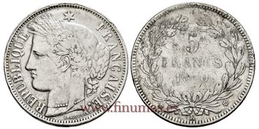 FRANCIA - K-0818 - 5 Francos 1870K - BC